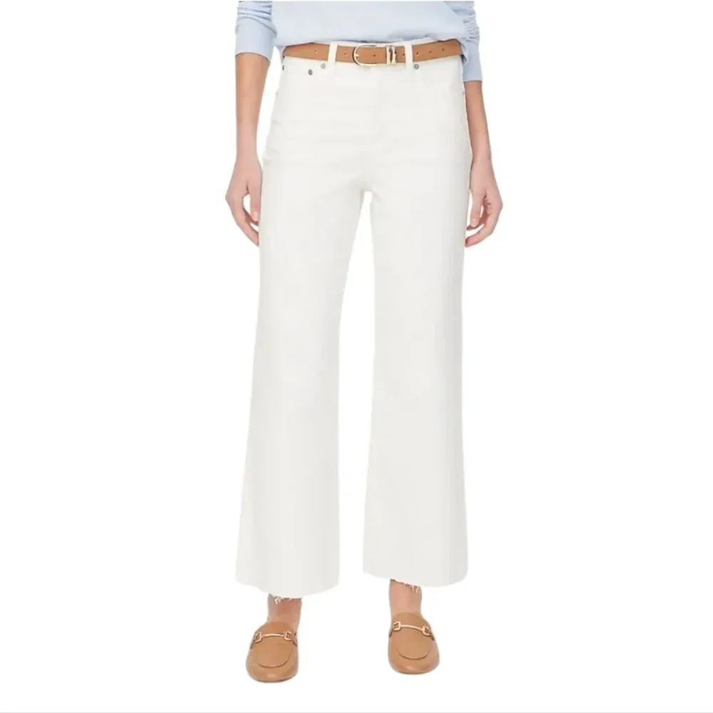 NWT J. Crew style Wide Leg Crop Cut Hem Seashell White Size 31T